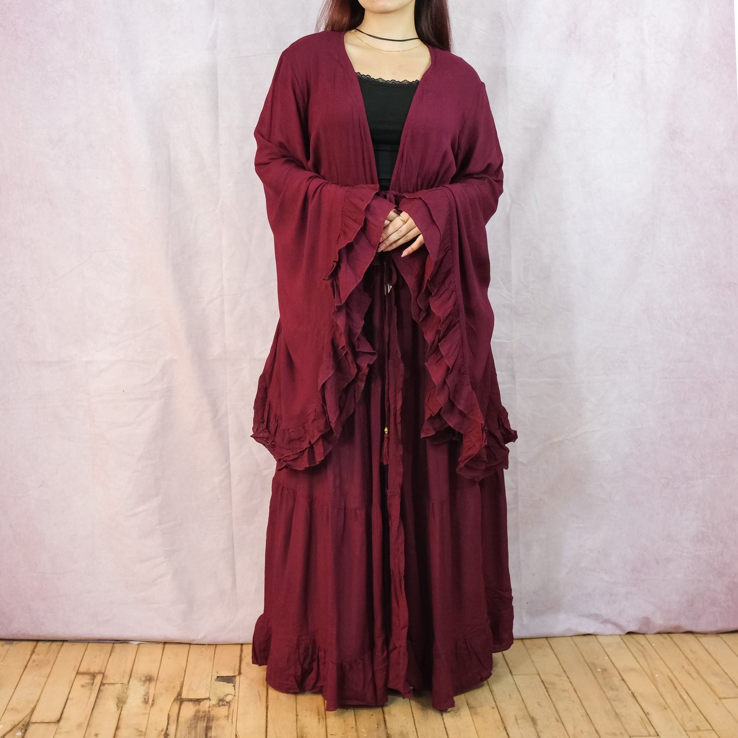 Moonlit Boho Duster with Ruffle Sleeve