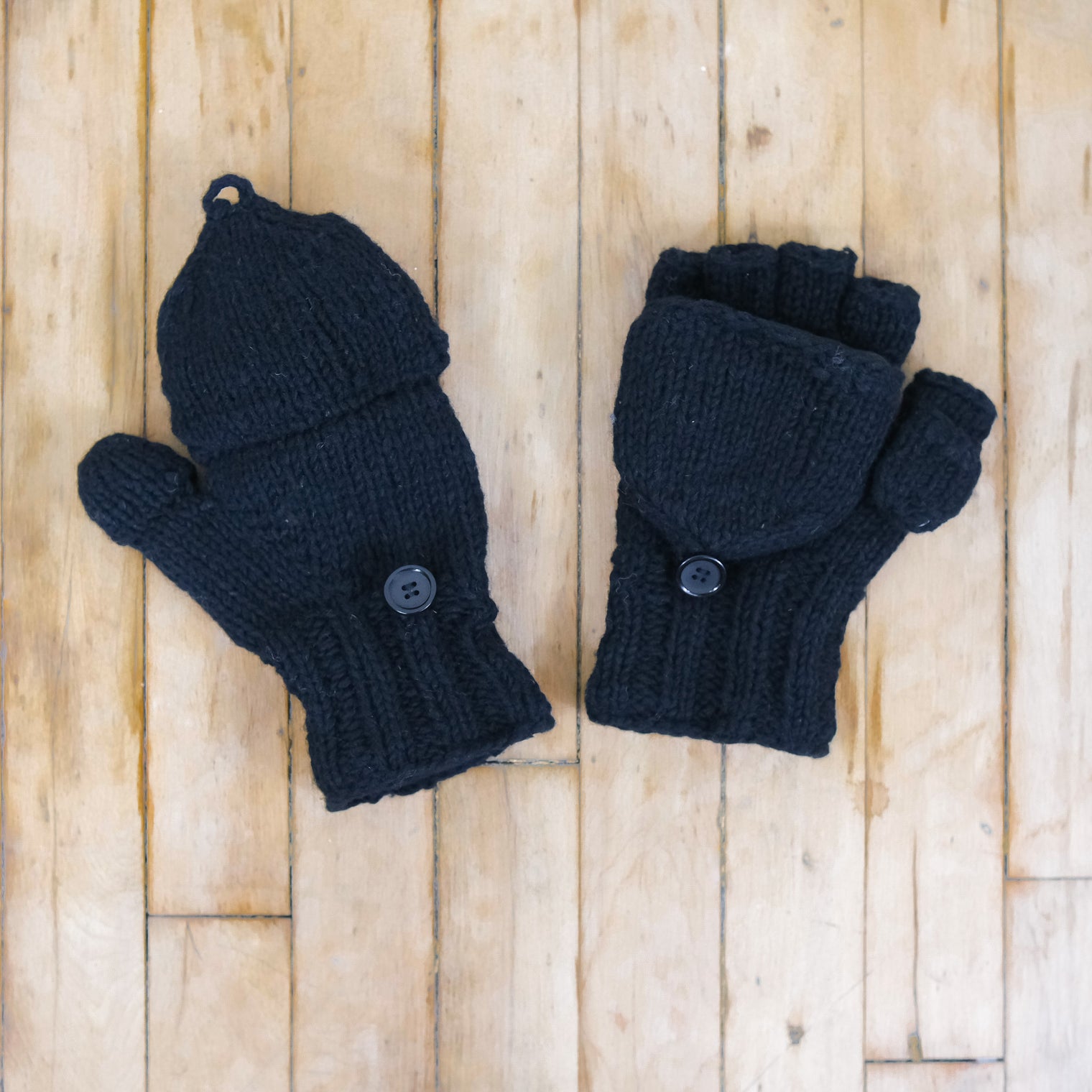 Crocheted Unisex Merino Wool Convertible Gloves/Mittens