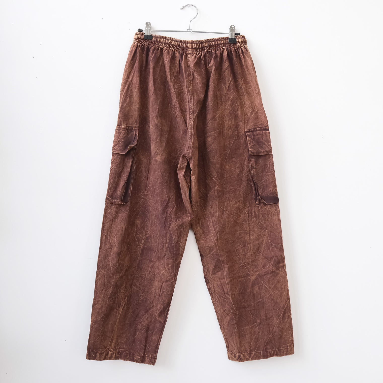 Stonewashed Cotton Cargo Utility Pants with Pockets