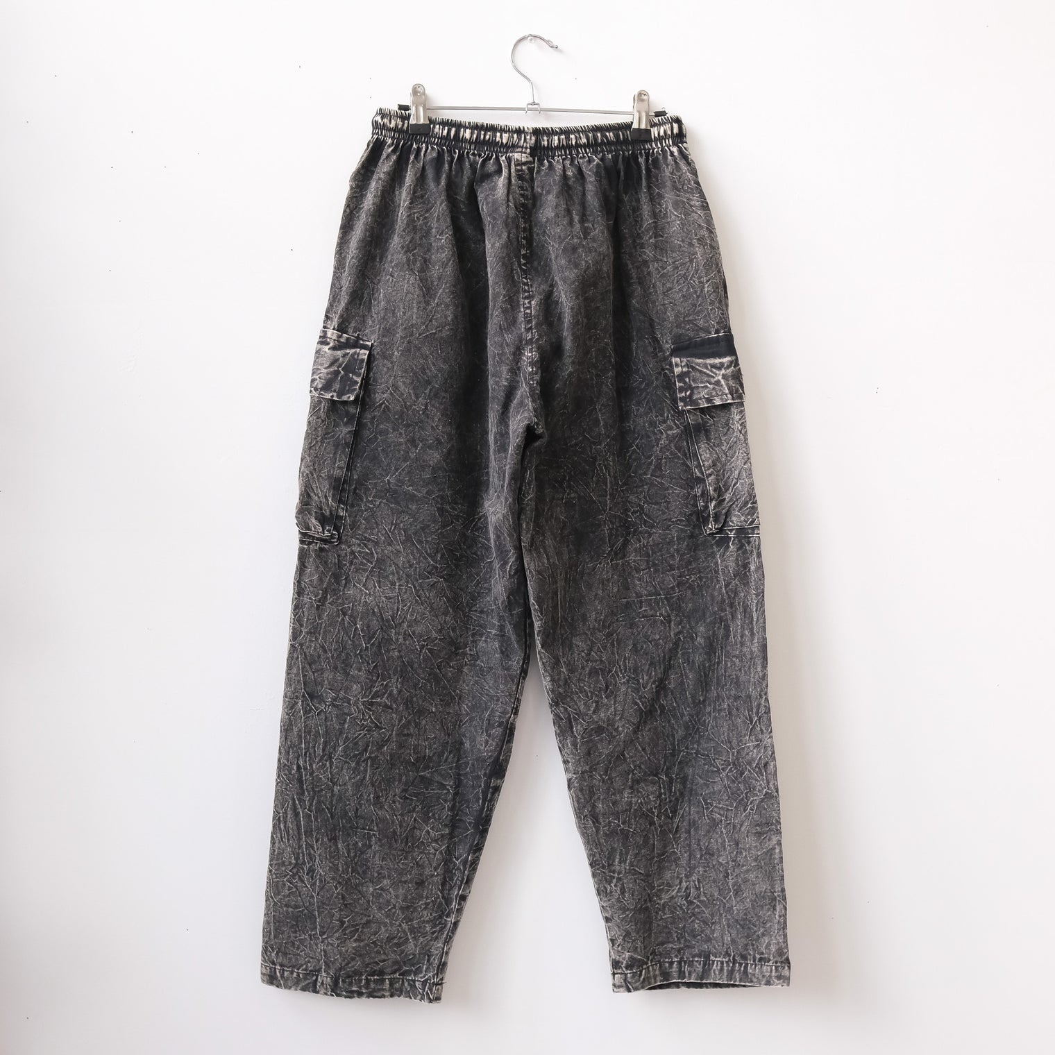 Stonewashed Cotton Cargo Utility Pants with Pockets