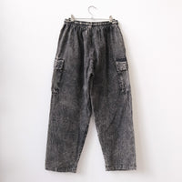 Stonewashed Cotton Cargo Utility Pants with Pockets