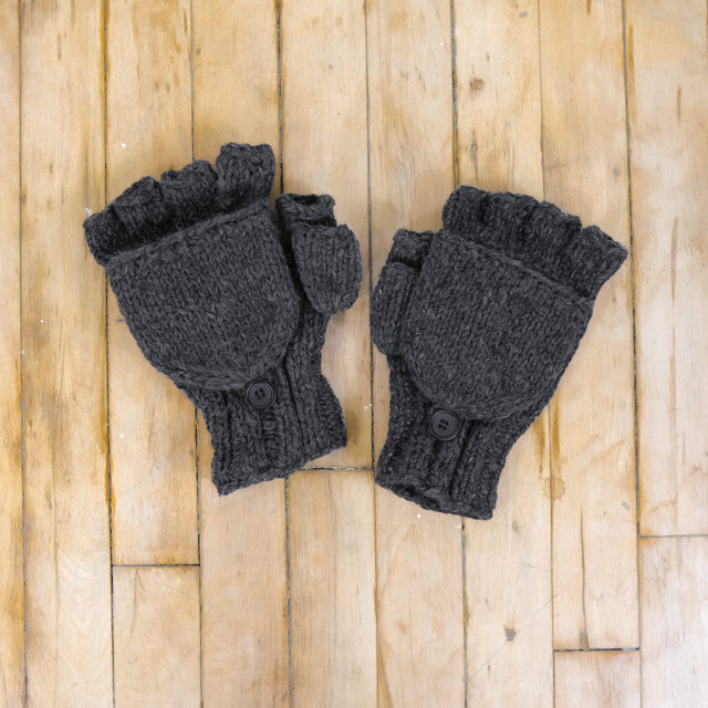 Crocheted Unisex Merino Wool Convertible Gloves/Mittens