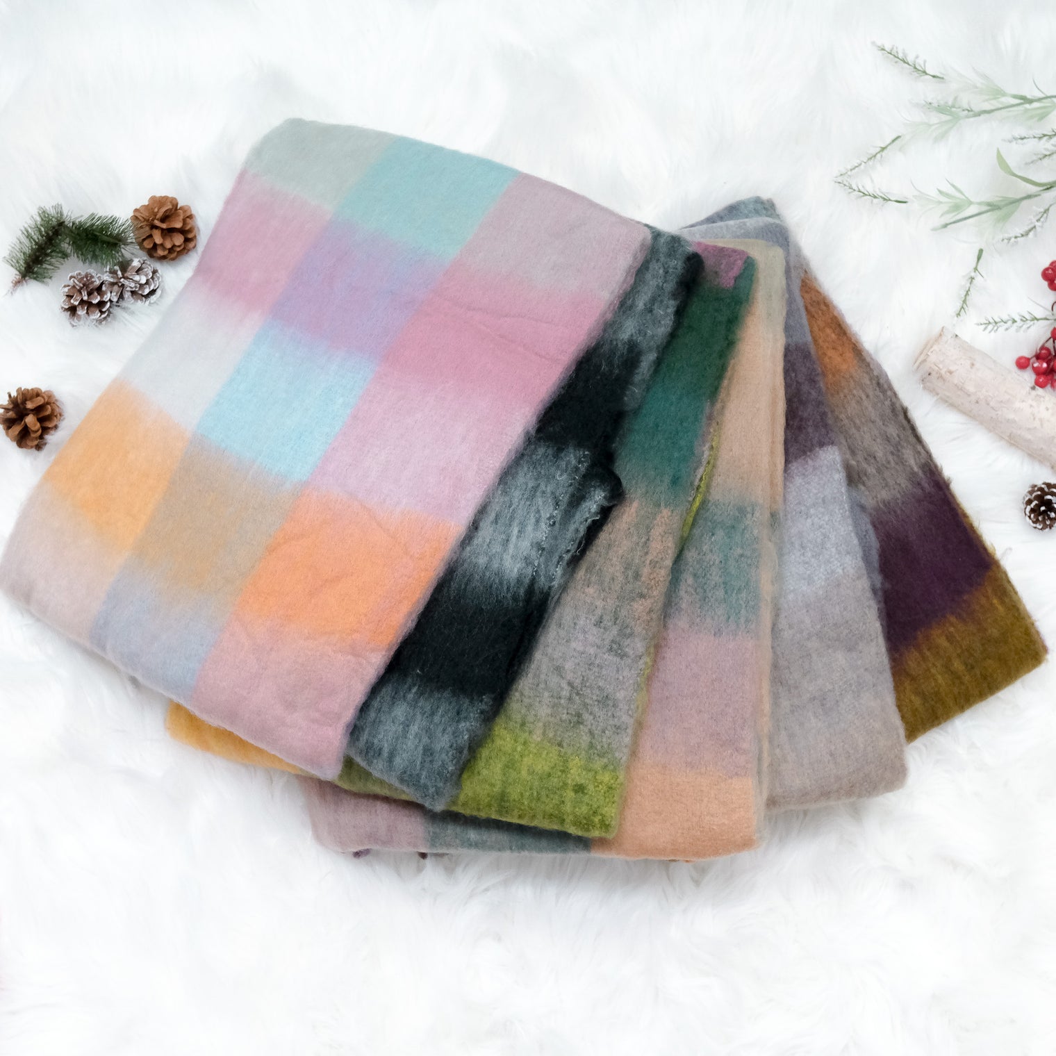 Oversized Plaid Winter Scarfs