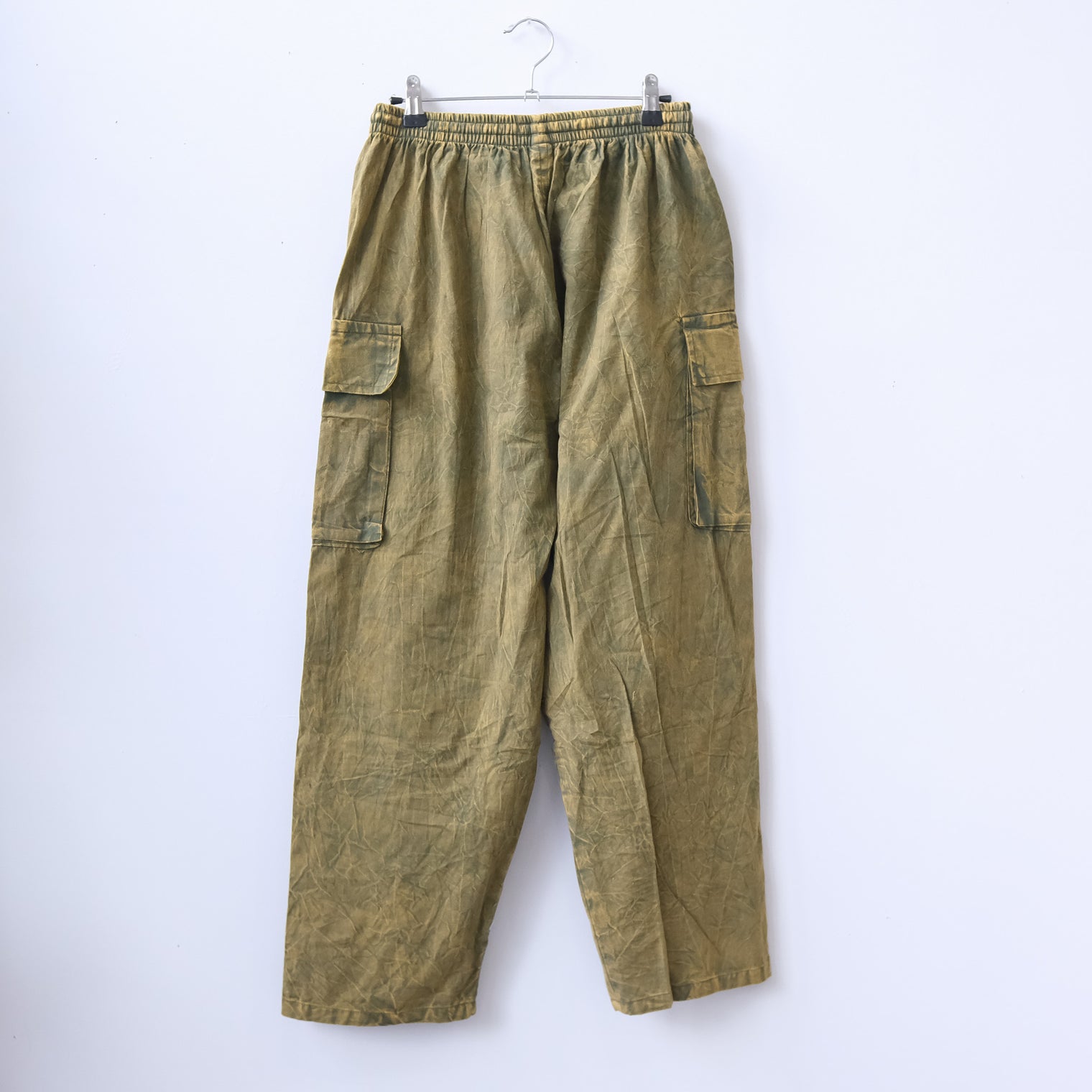 Stonewashed Cotton Cargo Utility Pants with Pockets