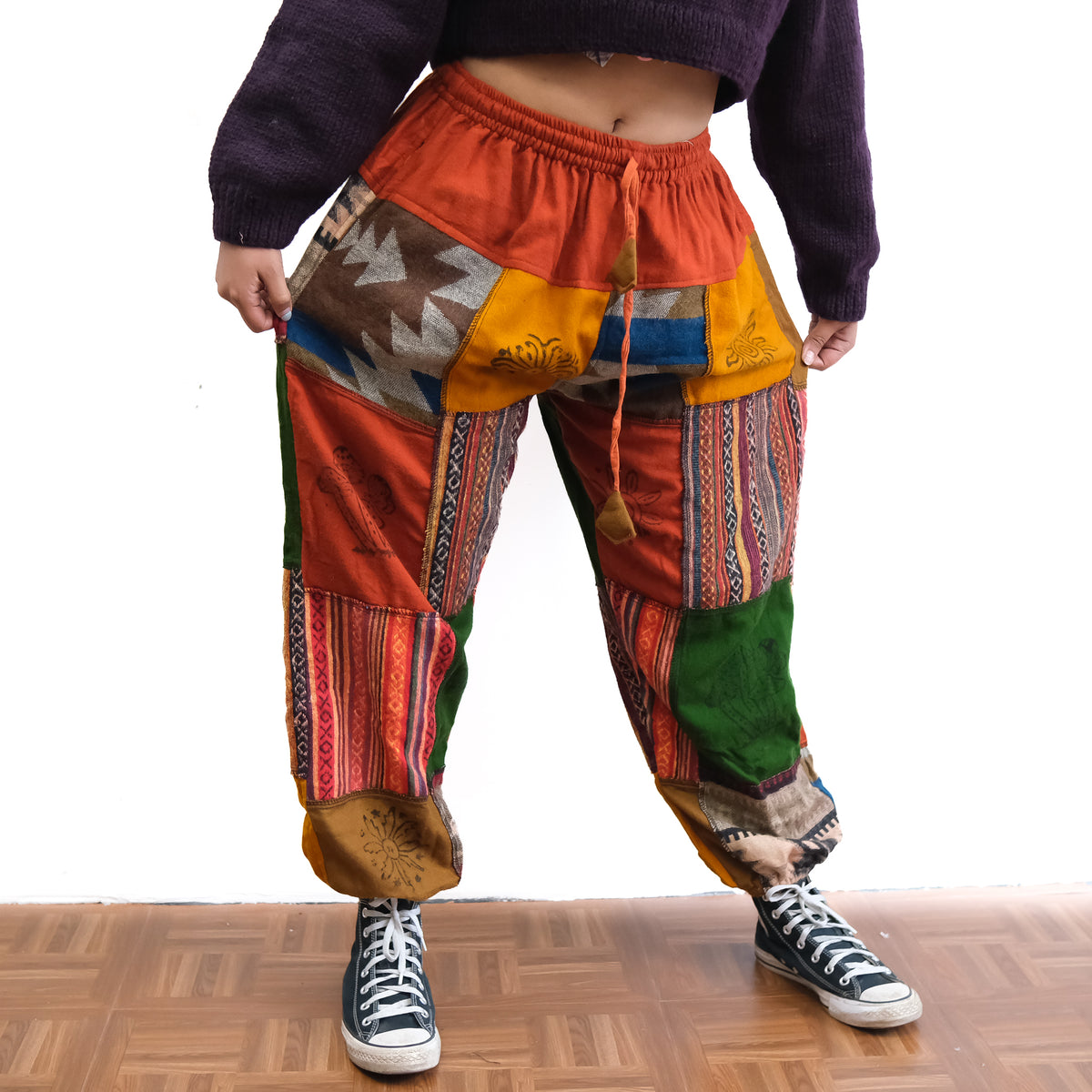 Patch Winter Joggers with Block Print