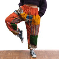 Patch Winter Joggers with Block Print