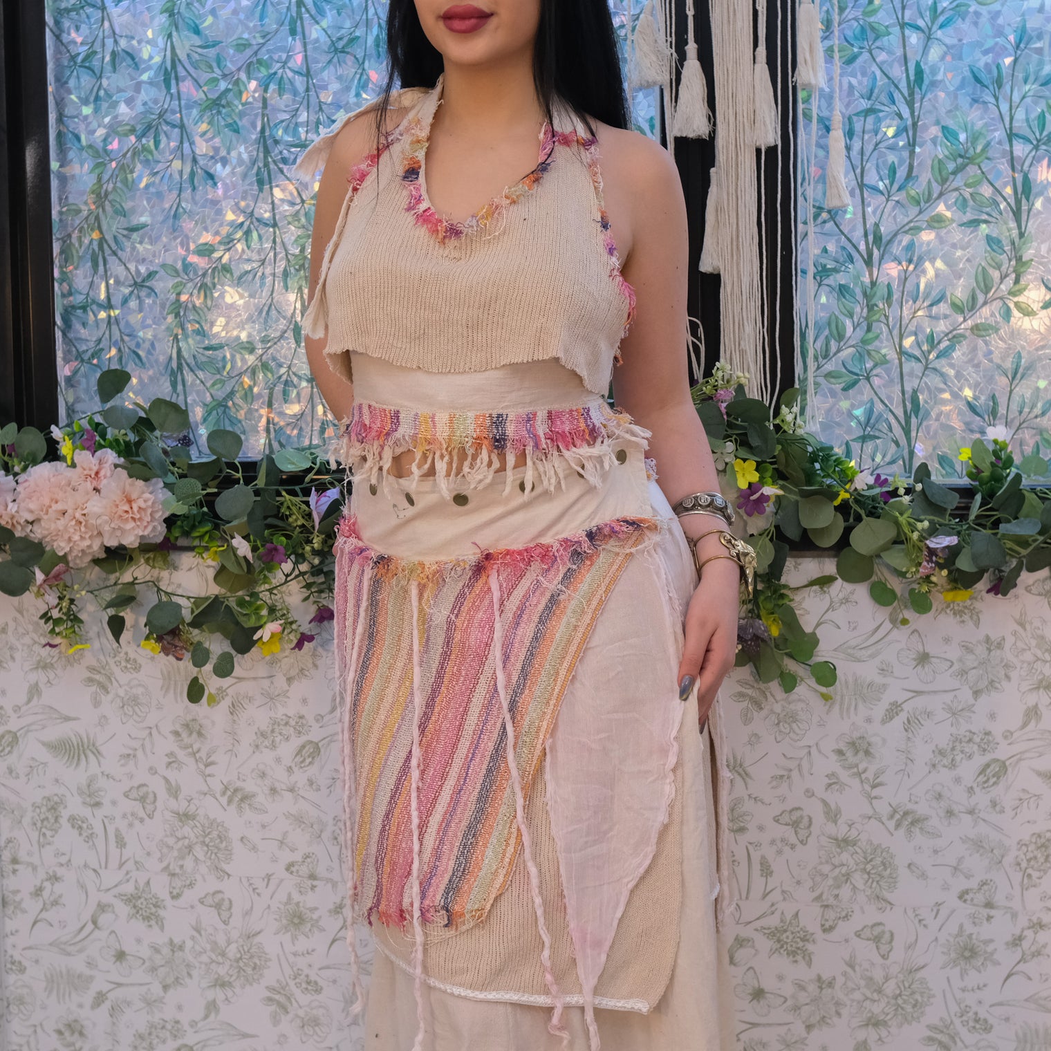 Boho Fairy Layered Festival Wrap Skirt Set with Halter Top