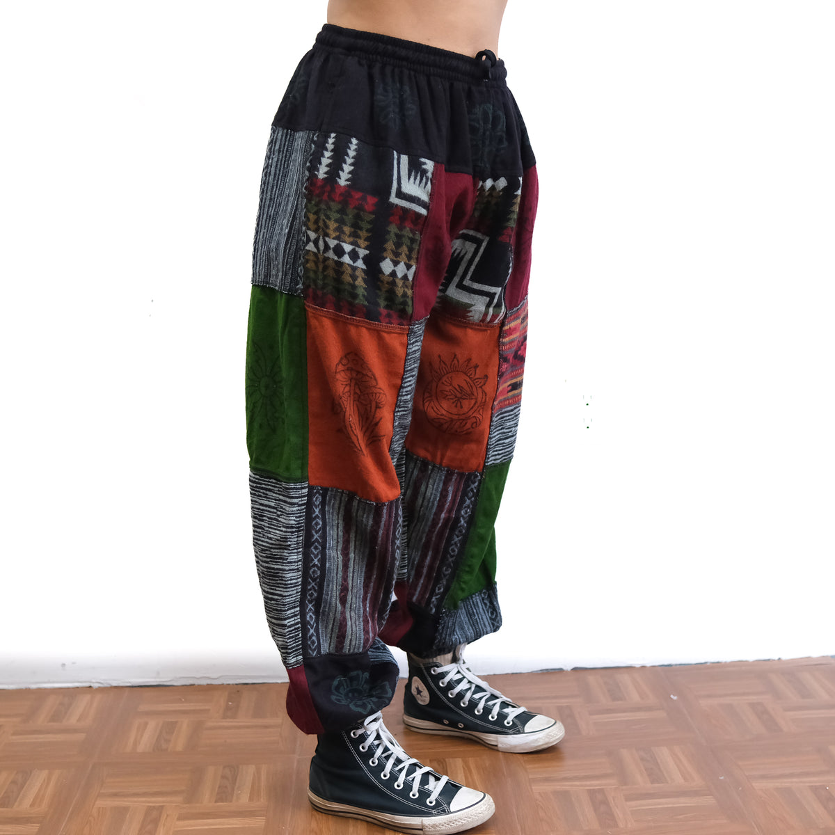 Patch Winter Joggers with Block Print