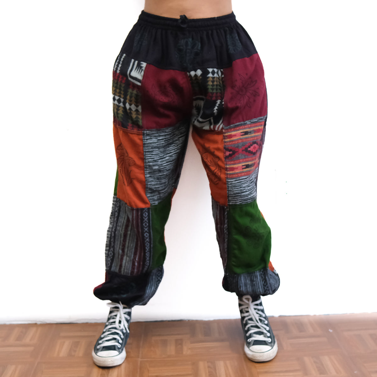 Patch Winter Joggers with Block Print