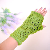 Hand Knit Crocheted Fleece Lined Hand Warmers