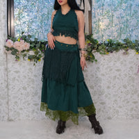 Boho Fairy Layered Festival Wrap Skirt Set with Halter Top