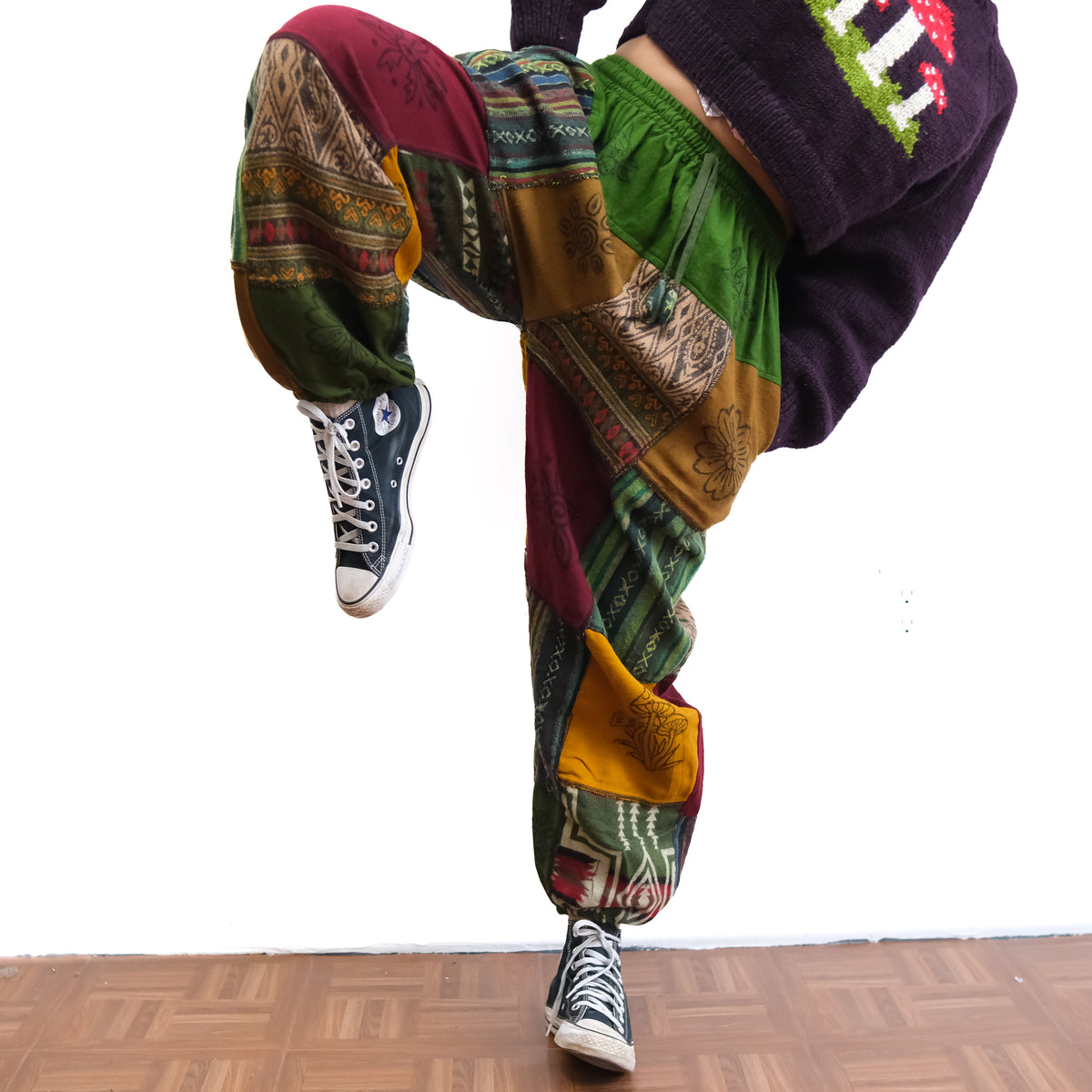 Patch Winter Joggers with Block Print