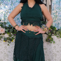Boho Fairy Layered Festival Wrap Skirt Set with Halter Top