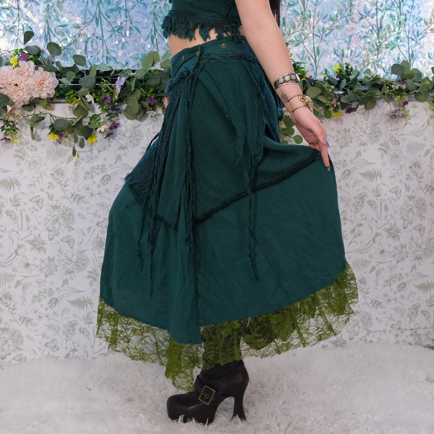 Boho Fairy Layered Festival Wrap Skirt Set with Halter Top