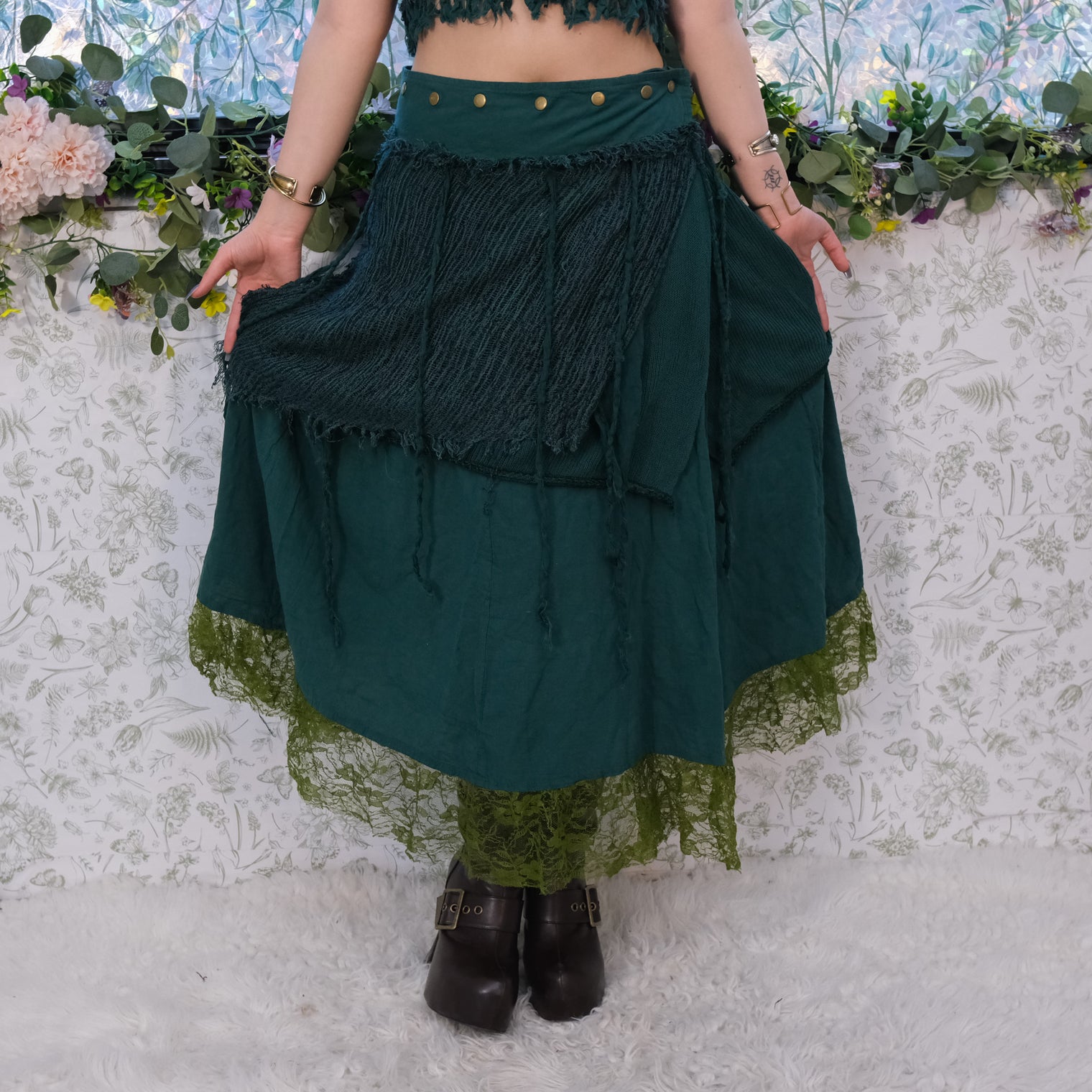 Boho Fairy Layered Festival Wrap Skirt Set with Halter Top