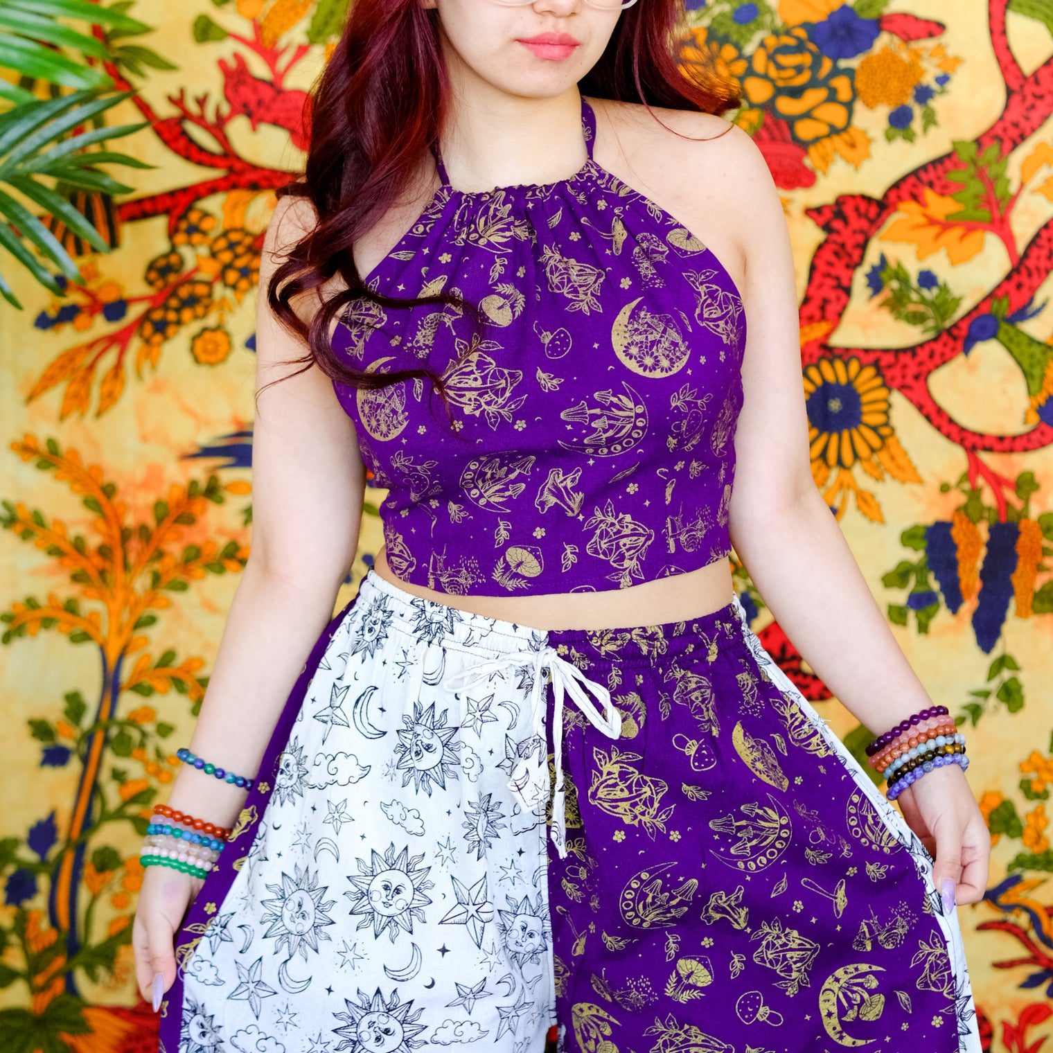 Mushroom/Celestial Halter Top