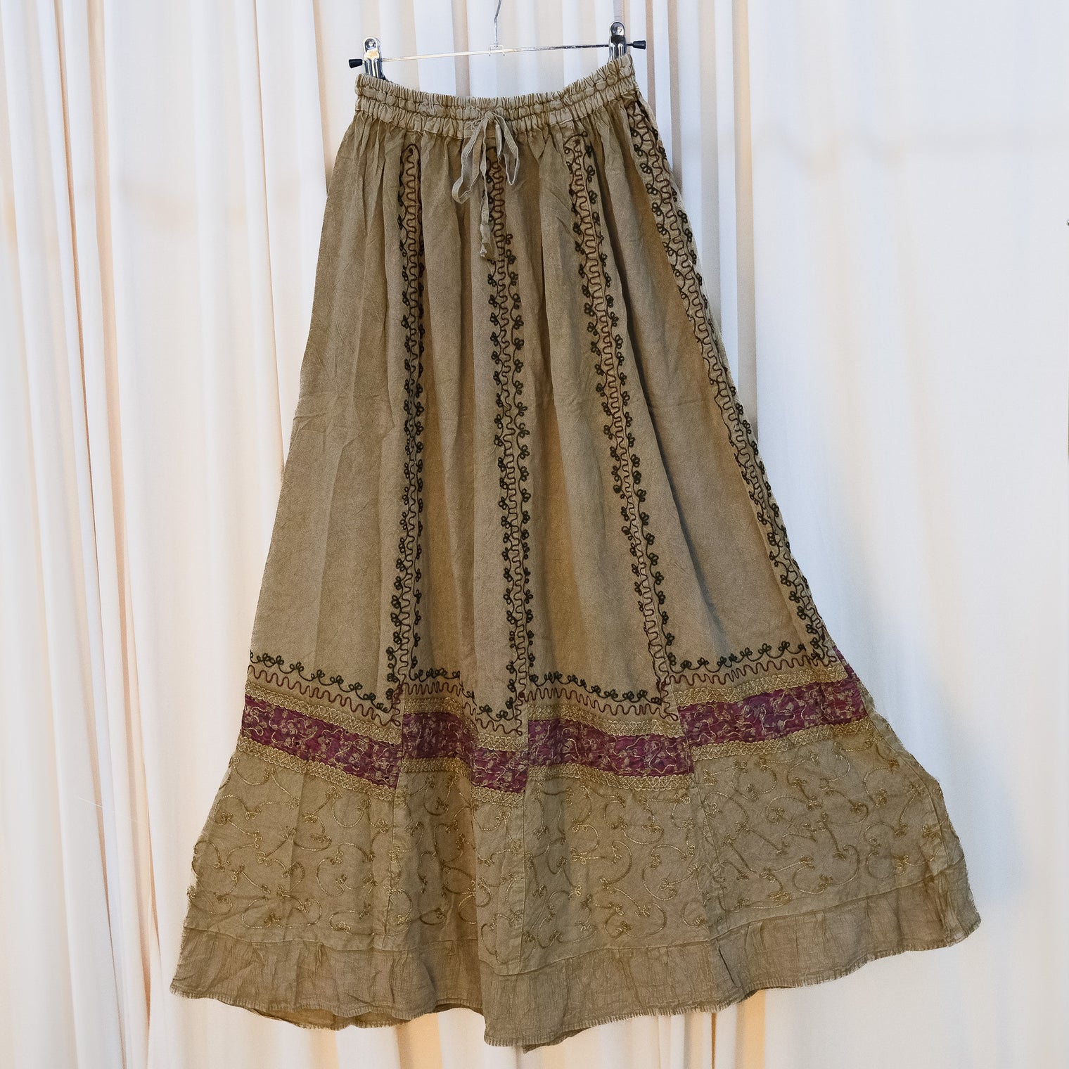Hand Embroidered Flowy Batik Skirts
