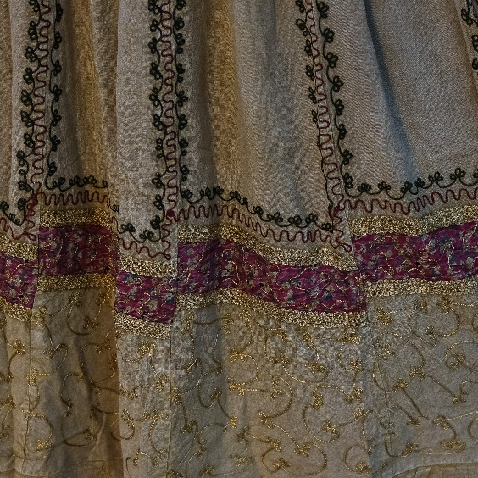 Hand Embroidered Flowy Batik Skirts