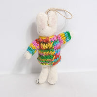 Felted Bunny with Knitted Sweater Ornaments