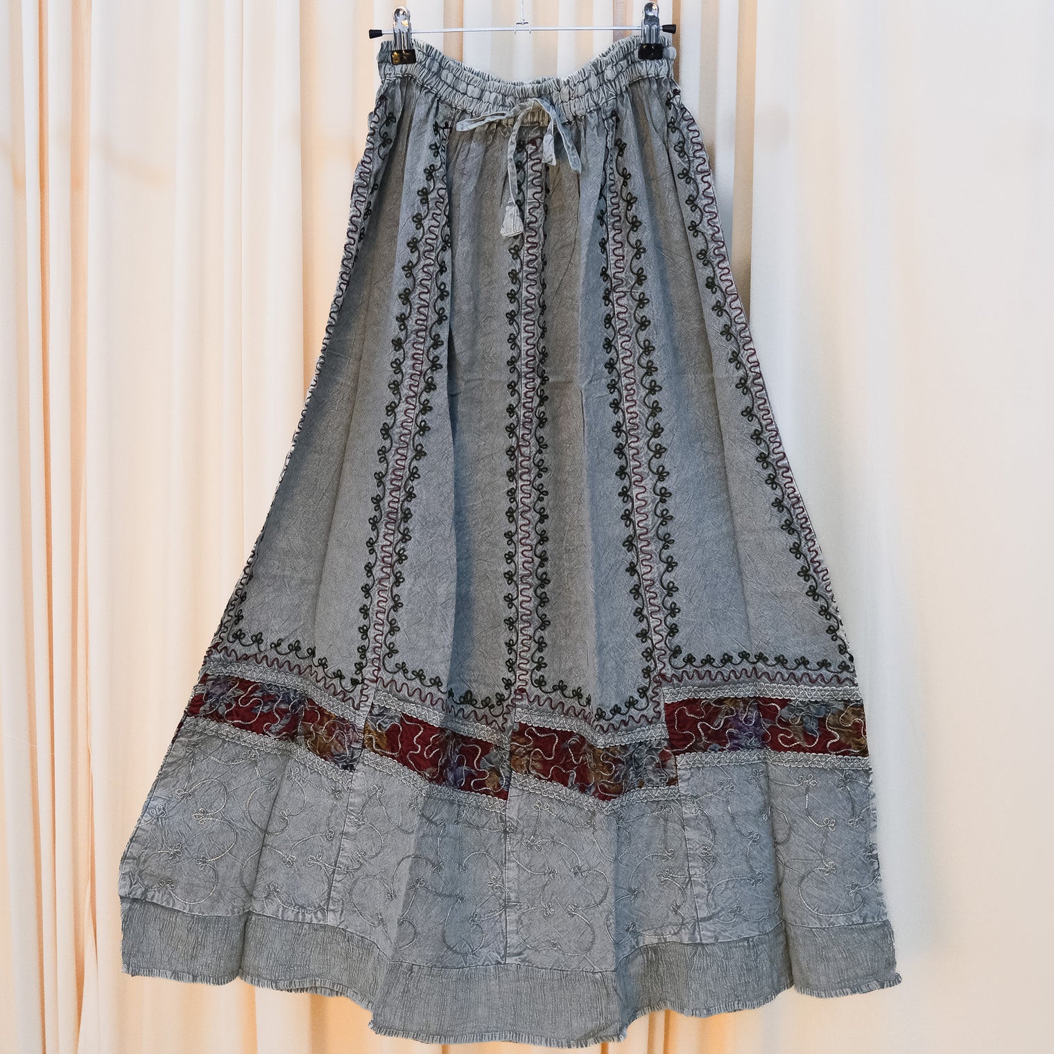 Hand Embroidered Flowy Batik Skirts
