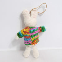Felted Bunny with Knitted Sweater Ornaments