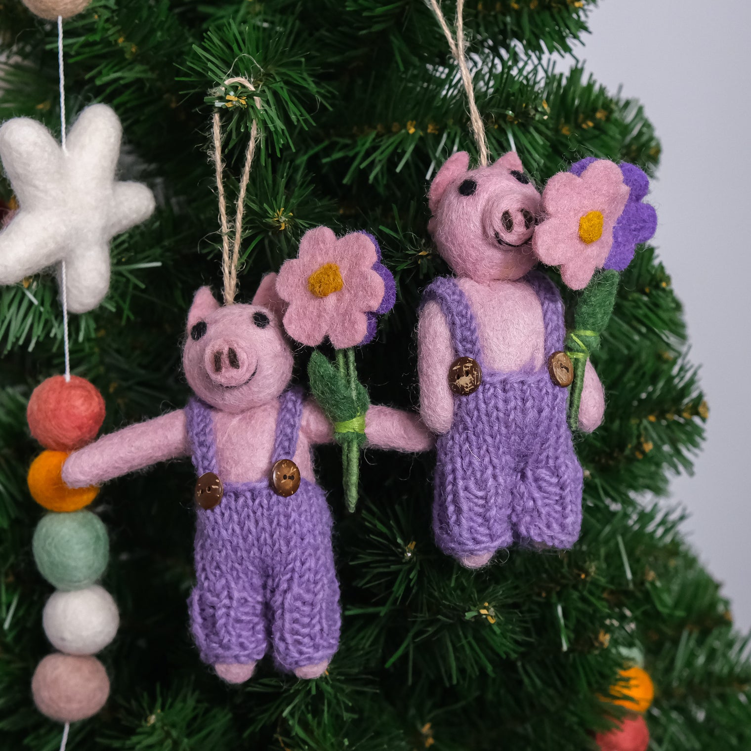 Needle Felted Pig Ornaments