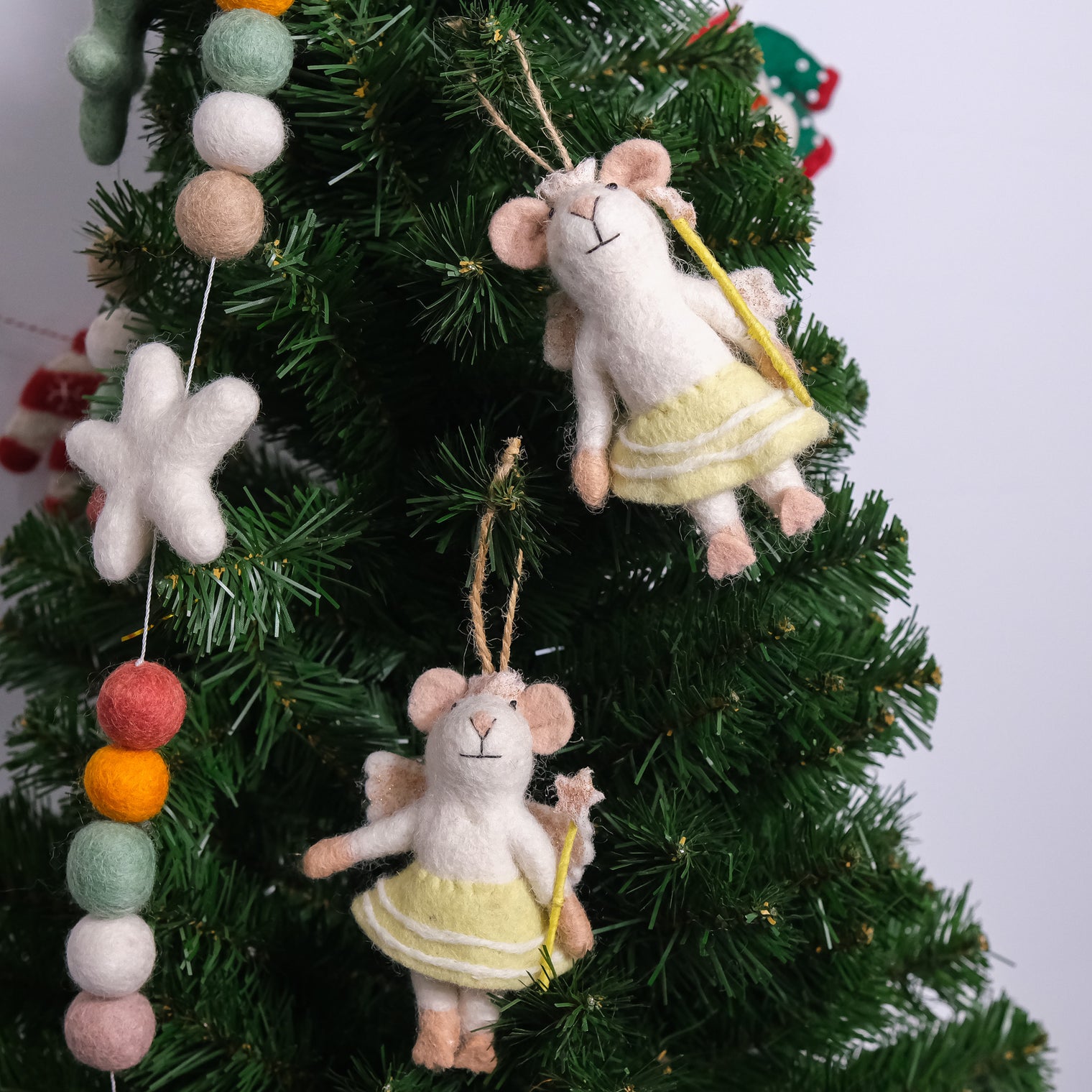 Handmade Felted Mouse Ornaments