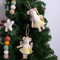 Handmade Felted Mouse Ornaments