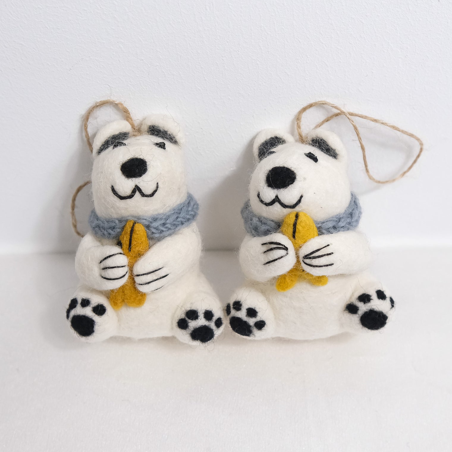 Cute Felt Polar Bear Needle Felted Ornament