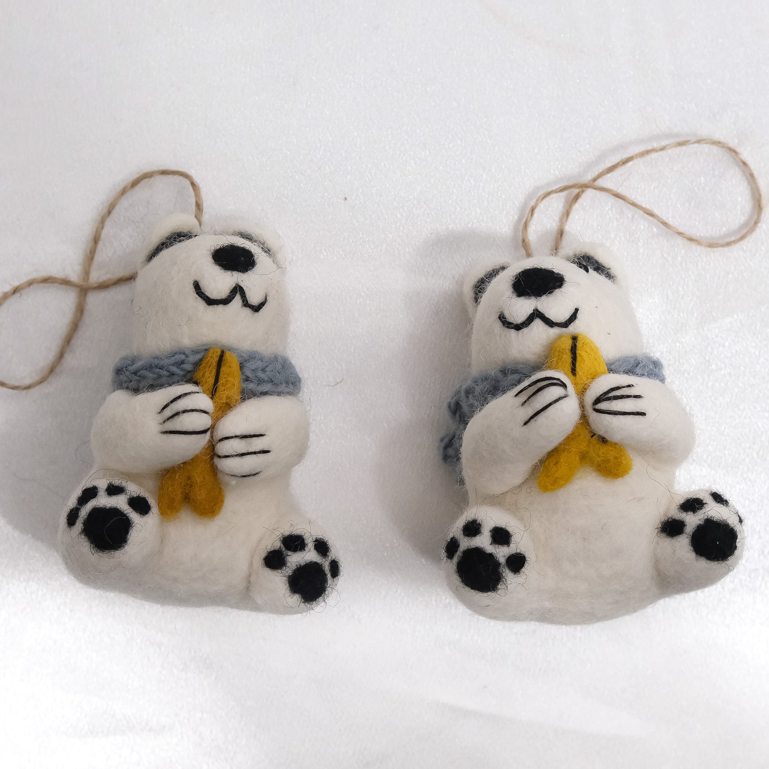 Cute Felt Polar Bear Needle Felted Ornament