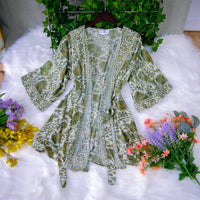 Recycled Boho Silk Short Kimono with Pockets