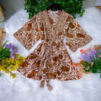 Recycled Boho Silk Short Kimono with Pockets