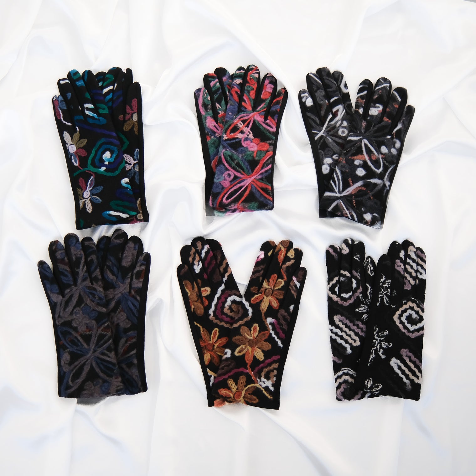 Embroidered Winter Gloves with Fleece Lining