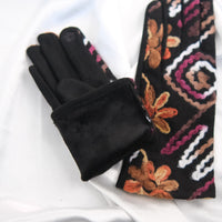 Embroidered Winter Gloves with Fleece Lining