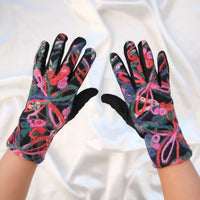 Embroidered Winter Gloves with Fleece Lining
