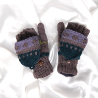 Hand Knitted Floral Embroidery Kids Hat & Gloves Set
