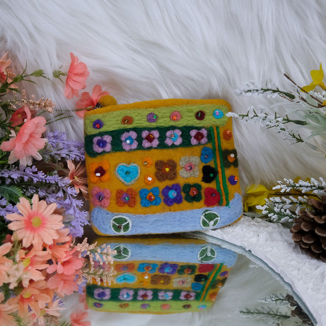 Handmade Needle Felted Flower Purse
