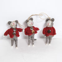 Handmade Felted Mouse Ornaments