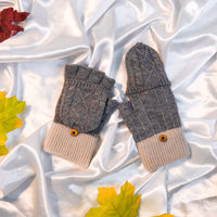 Warm Knitted Style Half Finger Convertible Gloves/Mitten