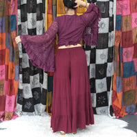 Sheer Celestial Lace Ruffle  Sleeve Wrap Top