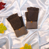 Warm Knitted Style Half Finger Convertible Gloves/Mitten
