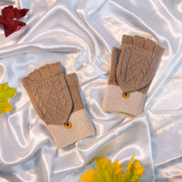 Warm Knitted Style Half Finger Convertible Gloves/Mitten