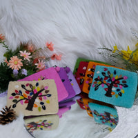 Handmade Tree Embroidered Felted Clutch