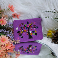 Handmade Tree Embroidered Felted Clutch