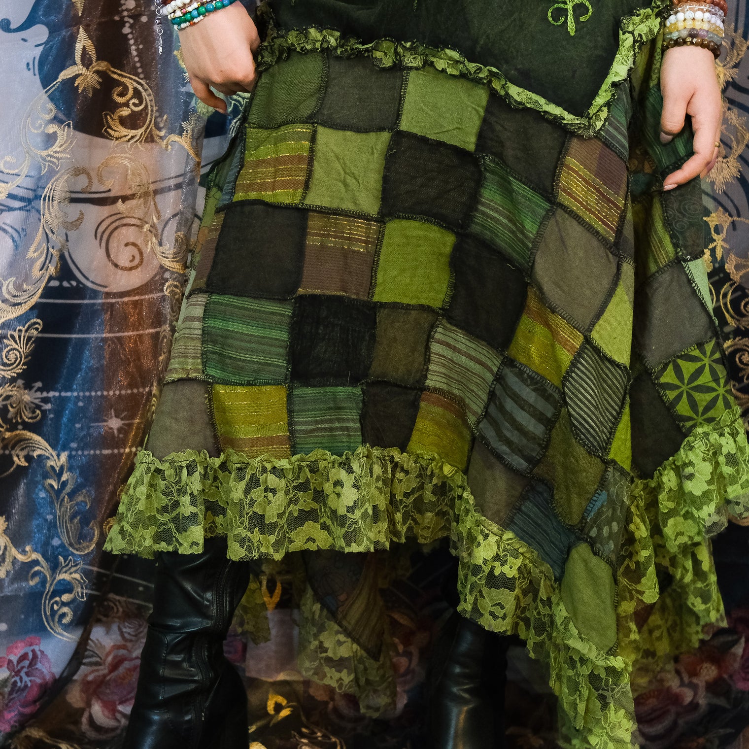 Patchwork Assymetrical Lace Skirt