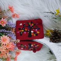 Handmade Tree Embroidered Felted Clutch