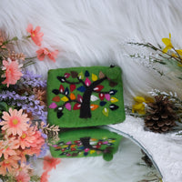 Handmade Tree Embroidered Felted Clutch