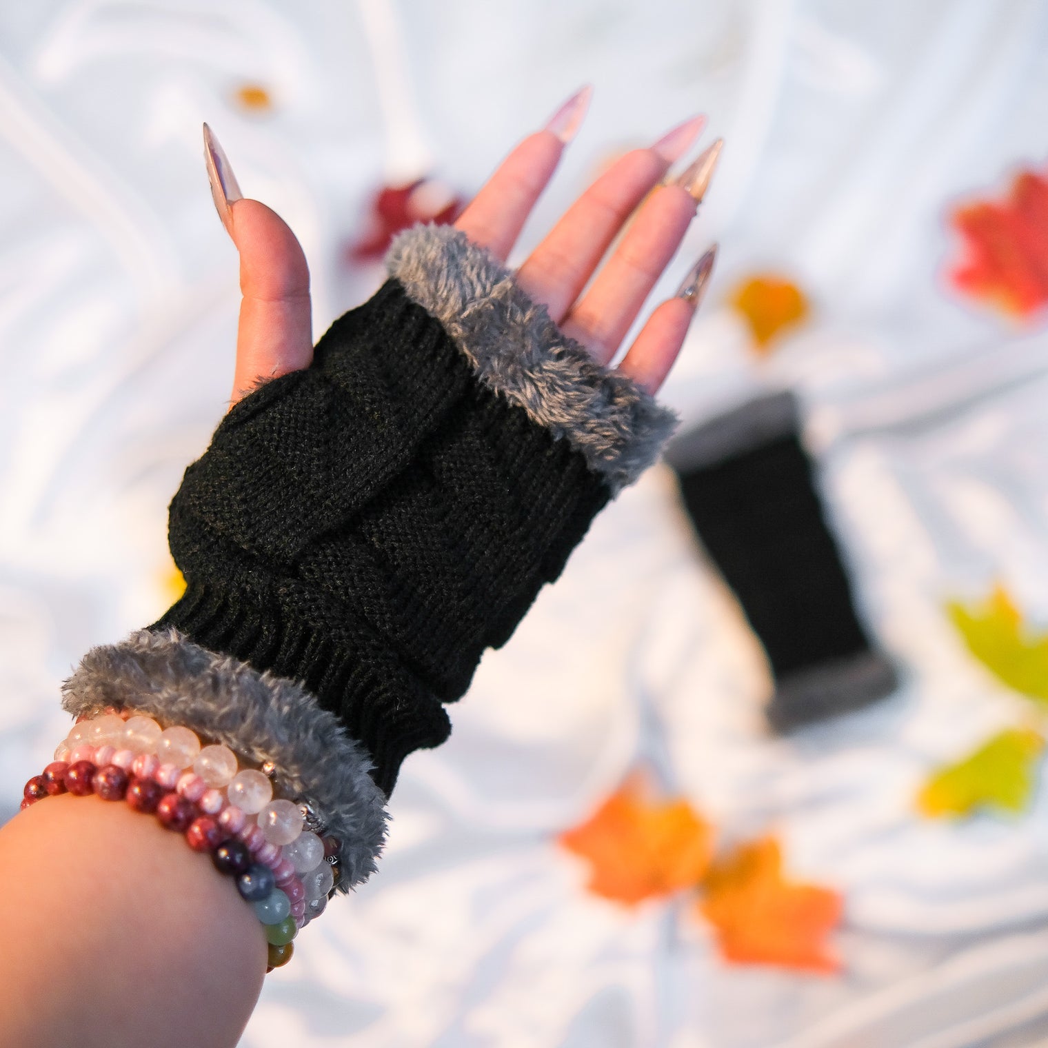 Warm Fingerless Fleece Lined Convertible Gloves