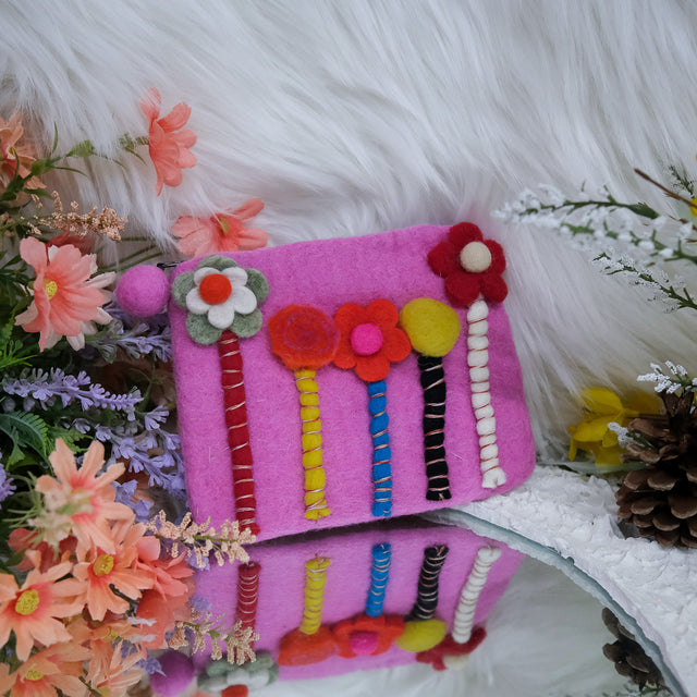 Handmade Flower Felt Purse