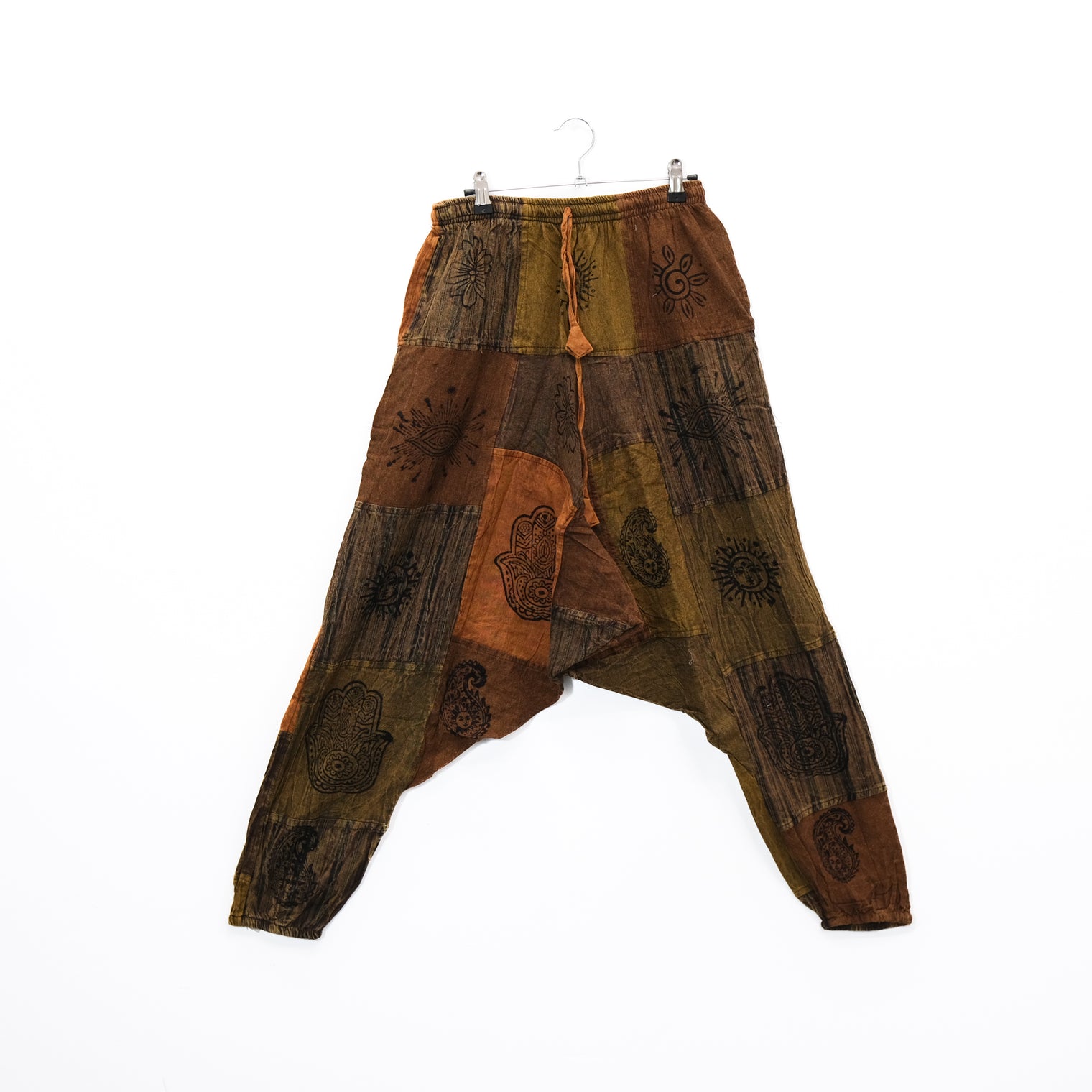 Patchwork Block Print Harem Pants